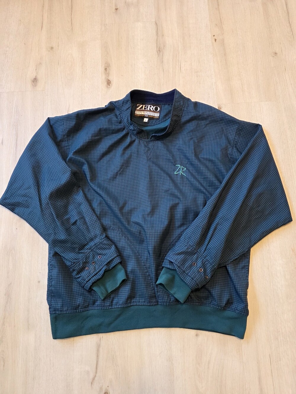 Zero Restriction Green Pullover Jacket Houndstooth Print Men's Size L